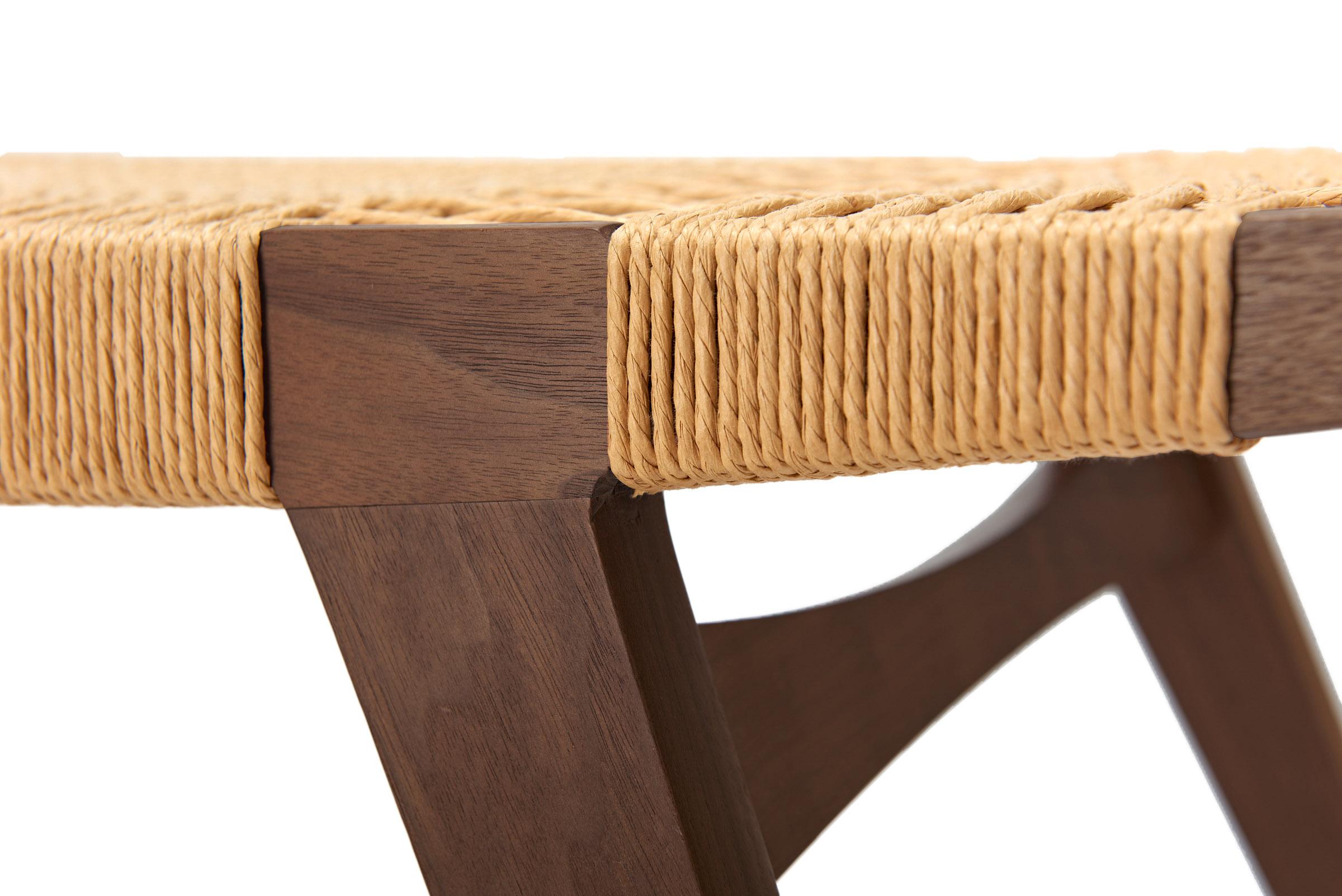 Scandinavian Modern Contemporary pi2 Stool, Fumed Oak Frame, Natural Danish Cord Seat For Sale