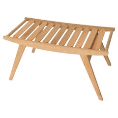 Tabouret contemporain pi2, cadre en chêne naturel, assise en ardoise de chêne naturel