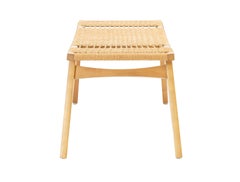 Taburete contemporáneo pi2, estructura de roble natural, asiento de cuerda danesa natural