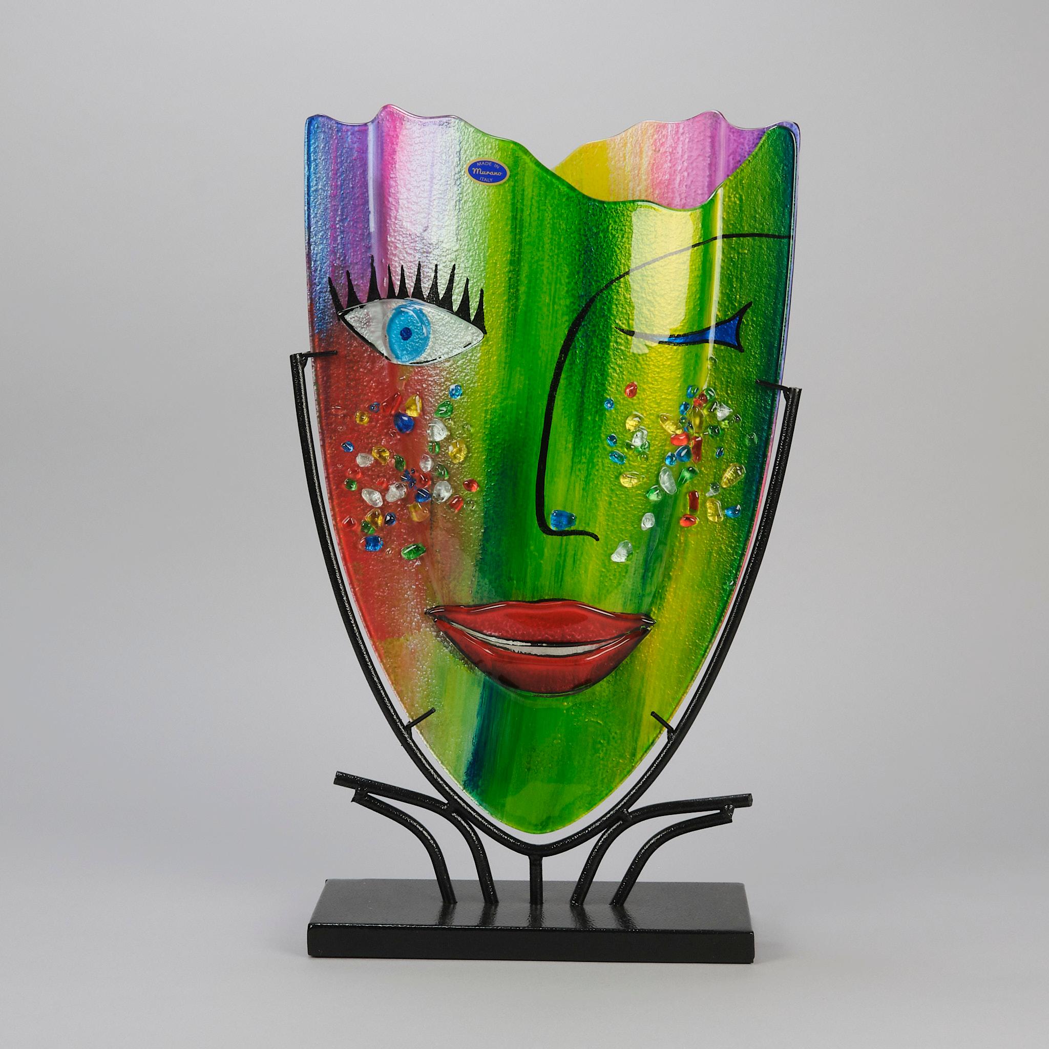 Vetro Vaso contemporaneo in stile Picasso intitolato 