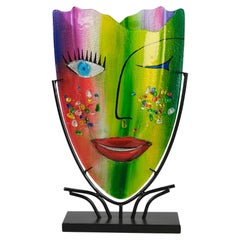 Zeitgenössische Vase im Picasso-Stil mit dem Titel "Face Vase" von Murano