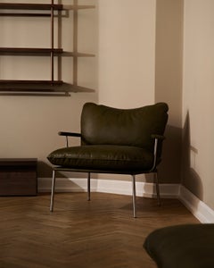 Moderner „Pico Lounge Chair“ von Fogia, polierter Edelstahl, Safire0001