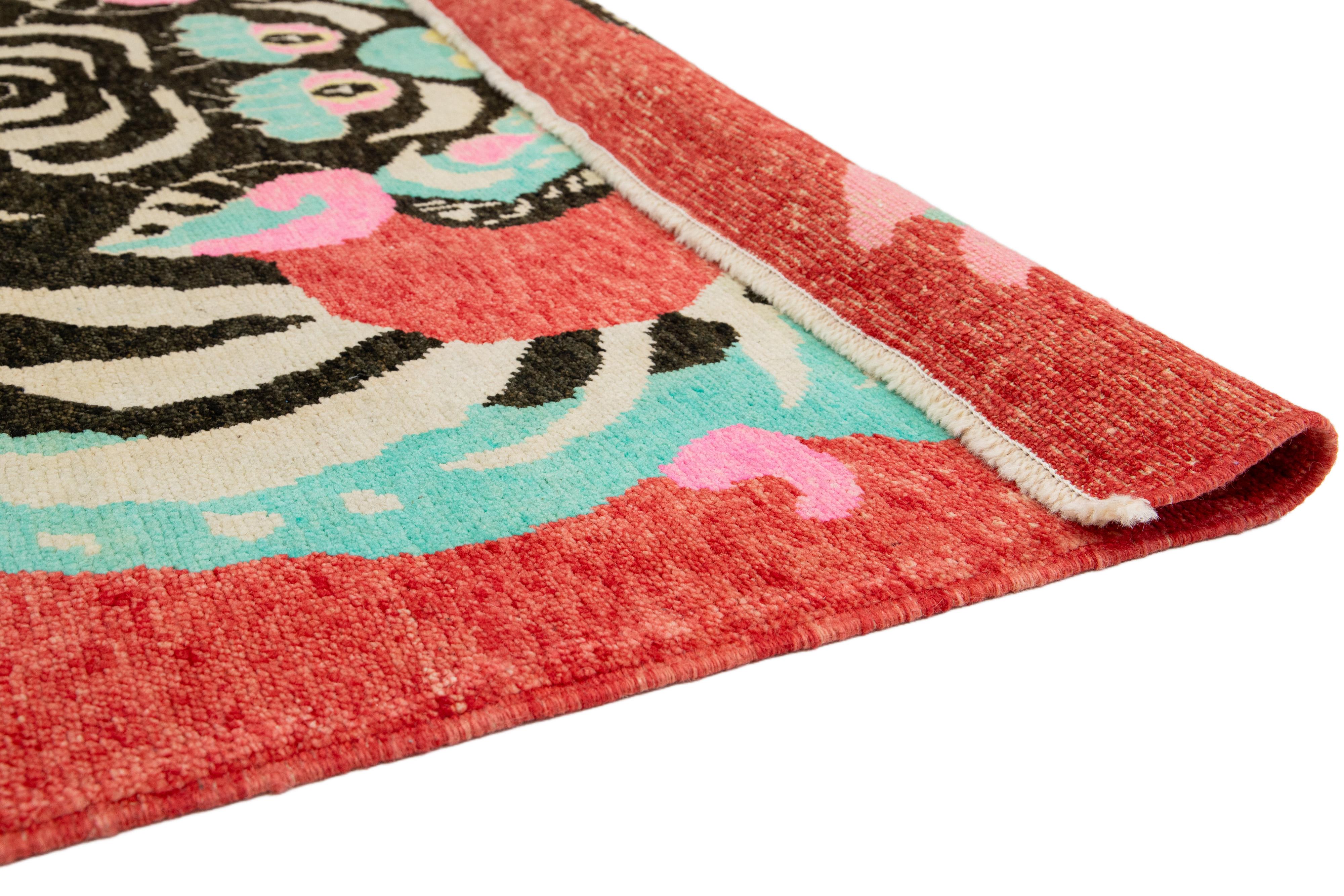 Art déco Tapis en laine fait main Contemporary Design/One, rouge en vente