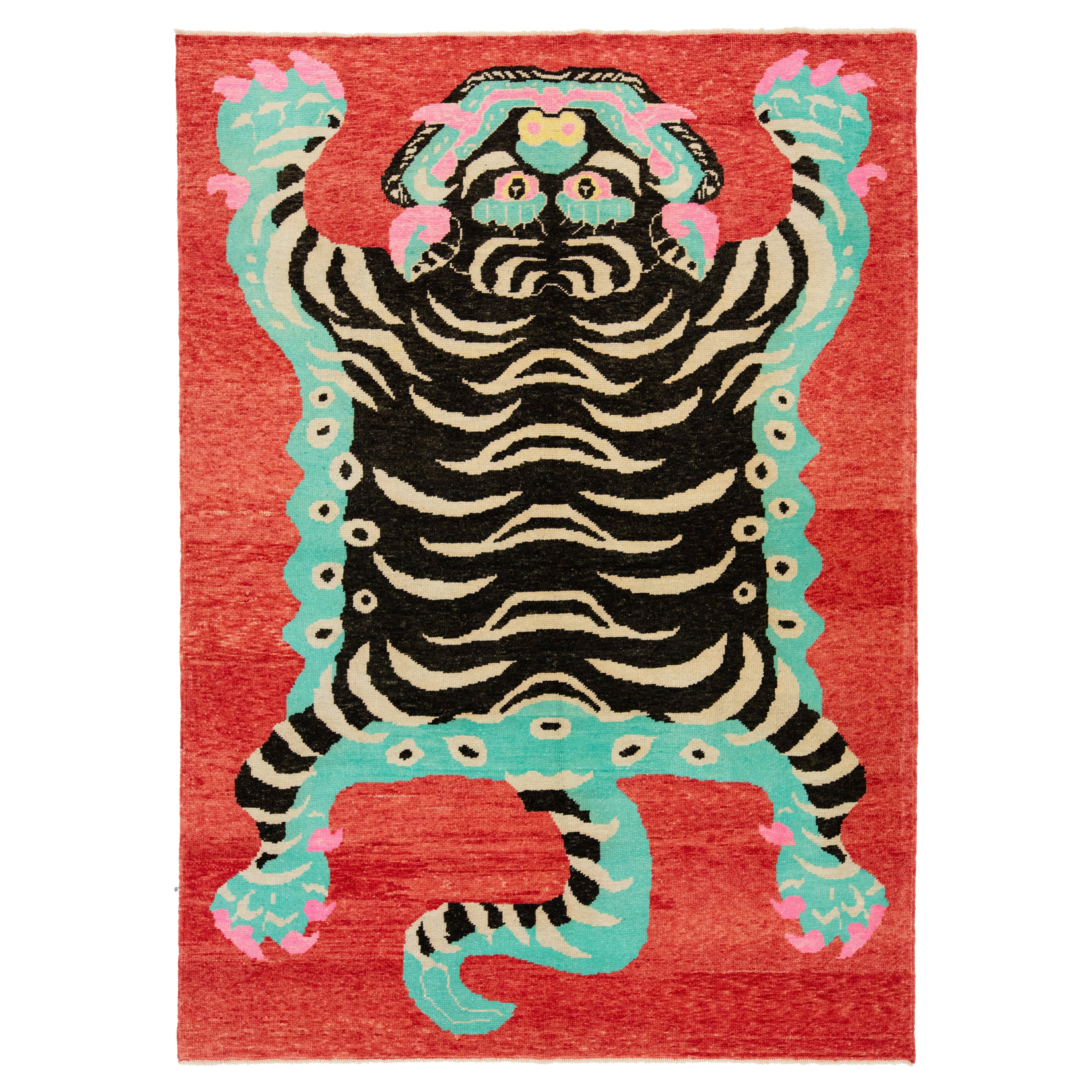 Tapis en laine fait main Contemporary Design/One, rouge