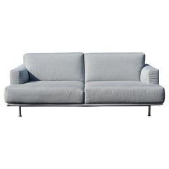 Zeitgenössisches Piero Lissoni Cassina taubengraues Chrom-Sofa, Italien 1990er Jahre