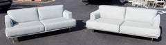 Contemporary Piero Lissoni Cassina Pair Nest Dove Gray Chrome Sofas Italy 1990s
