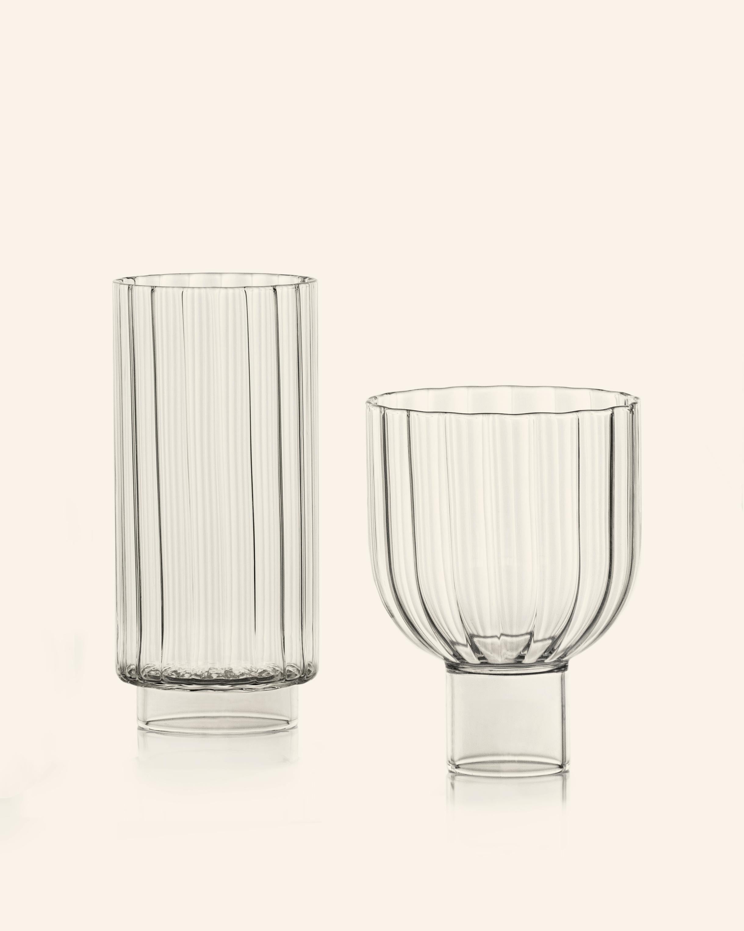 Italian Contemporary Pillar Highball Glass by Agustina Bottoni — Handmade in Italy For Sale