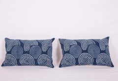 Contemporary Pillow Cases Made from a Resist Dyed Indigo Miao Fabric