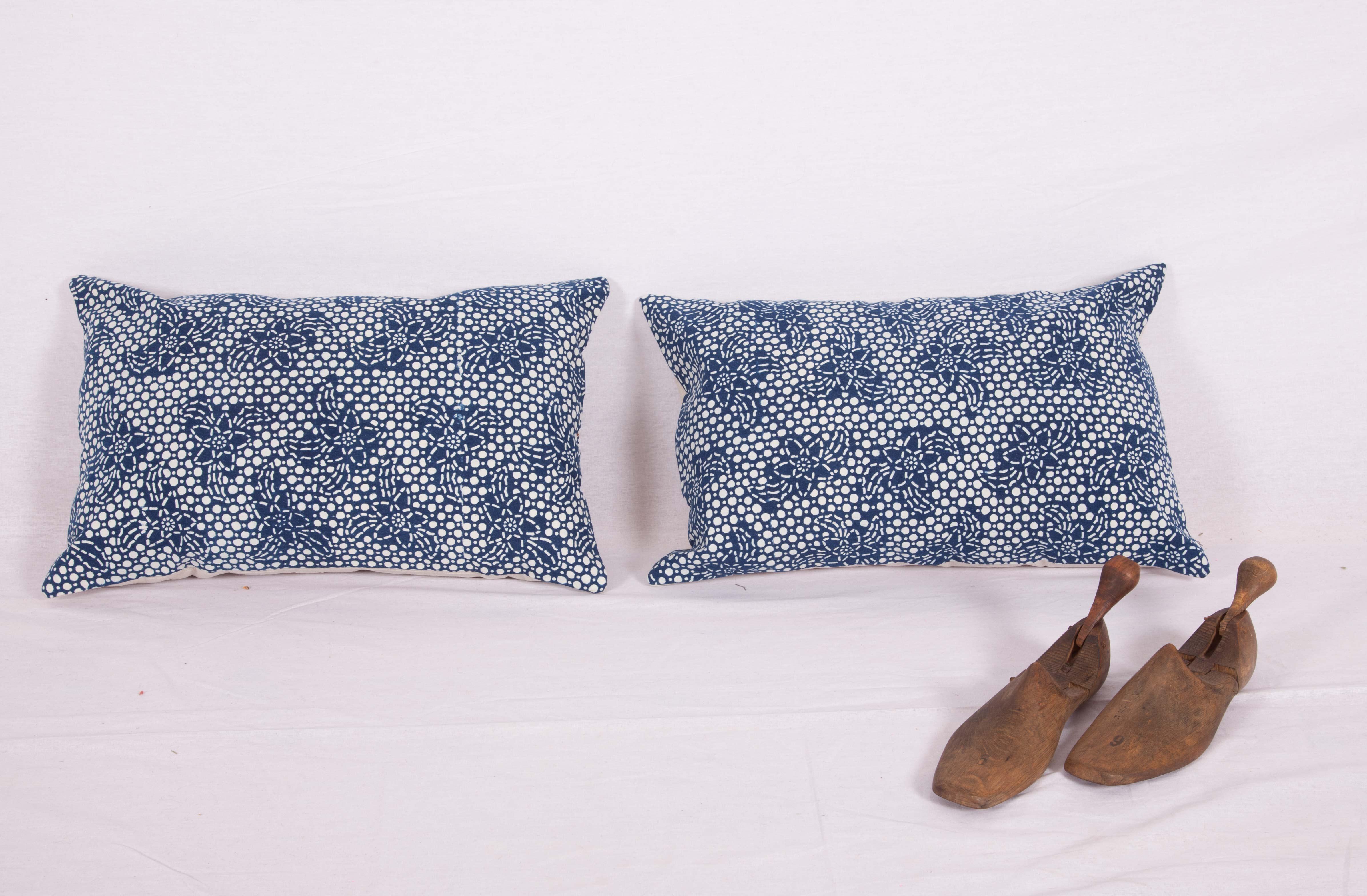 Tribal Contemporary Pillow Cases Made from a Resist Dyed Indigo Miao Fabric