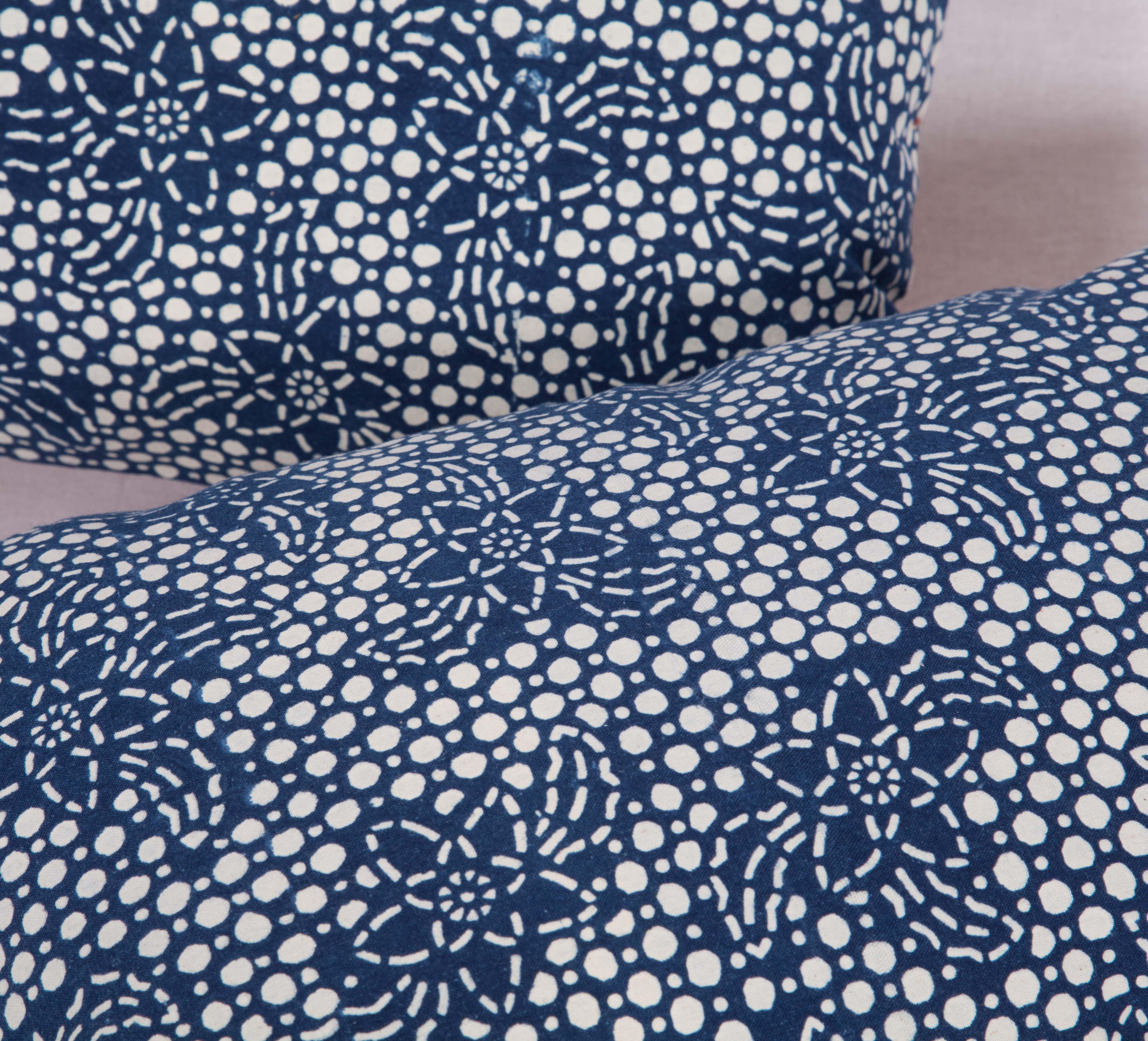 Chinese Contemporary Pillow Cases Made from a Resist Dyed Indigo Miao Fabric