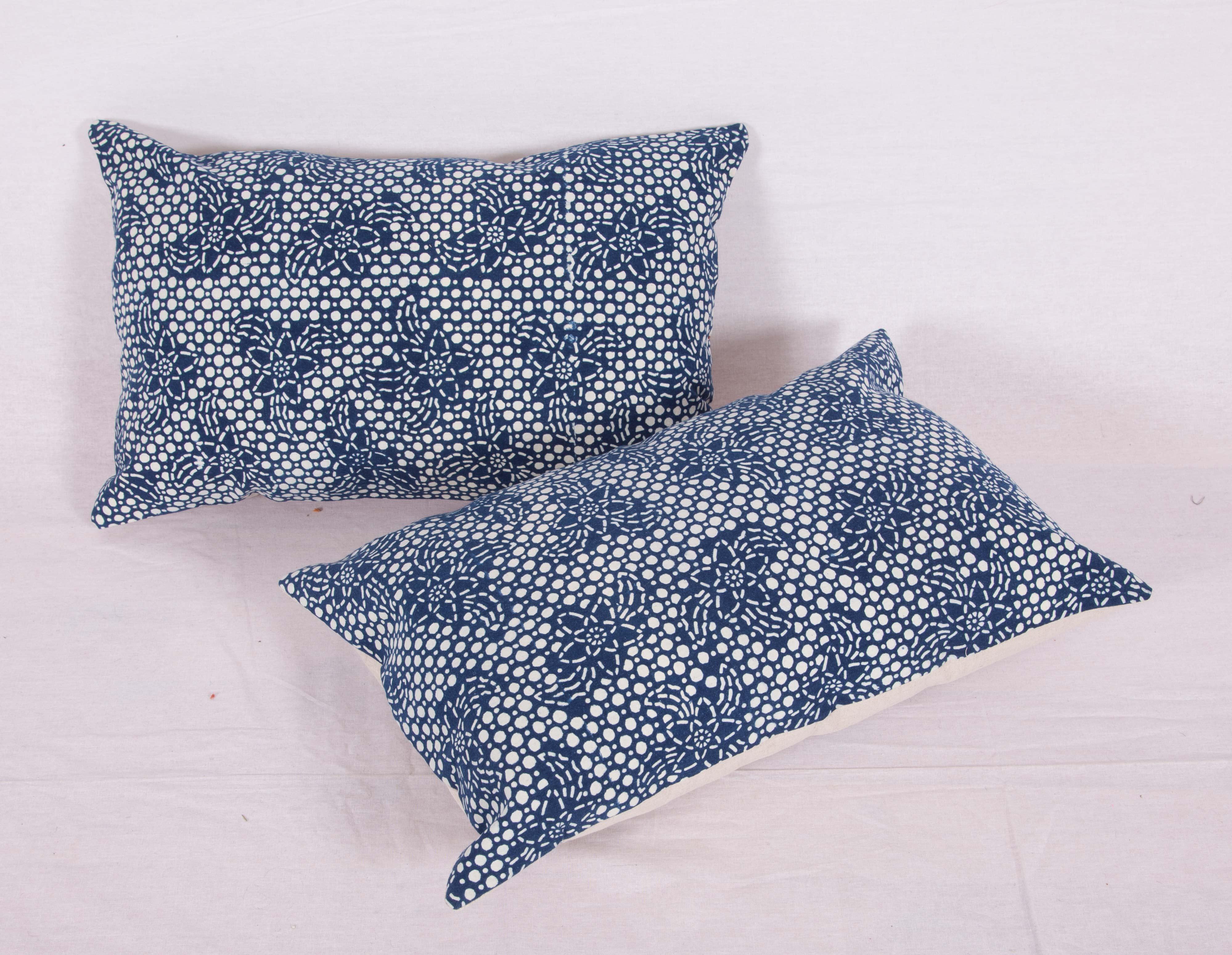 Batik Contemporary Pillow Cases Made from a Resist Dyed Indigo Miao Fabric
