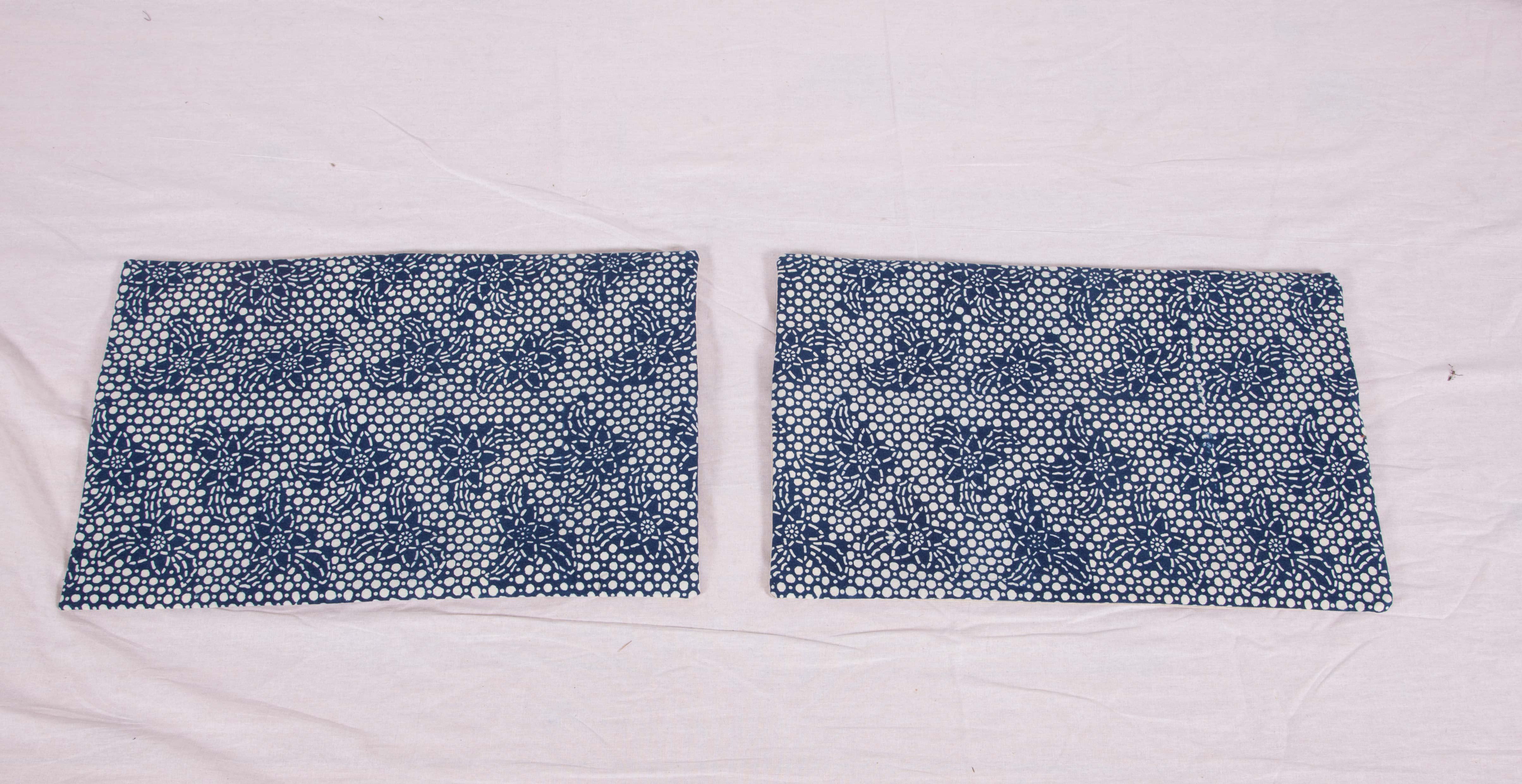 Cotton Contemporary Pillow Cases Made from a Resist Dyed Indigo Miao Fabric