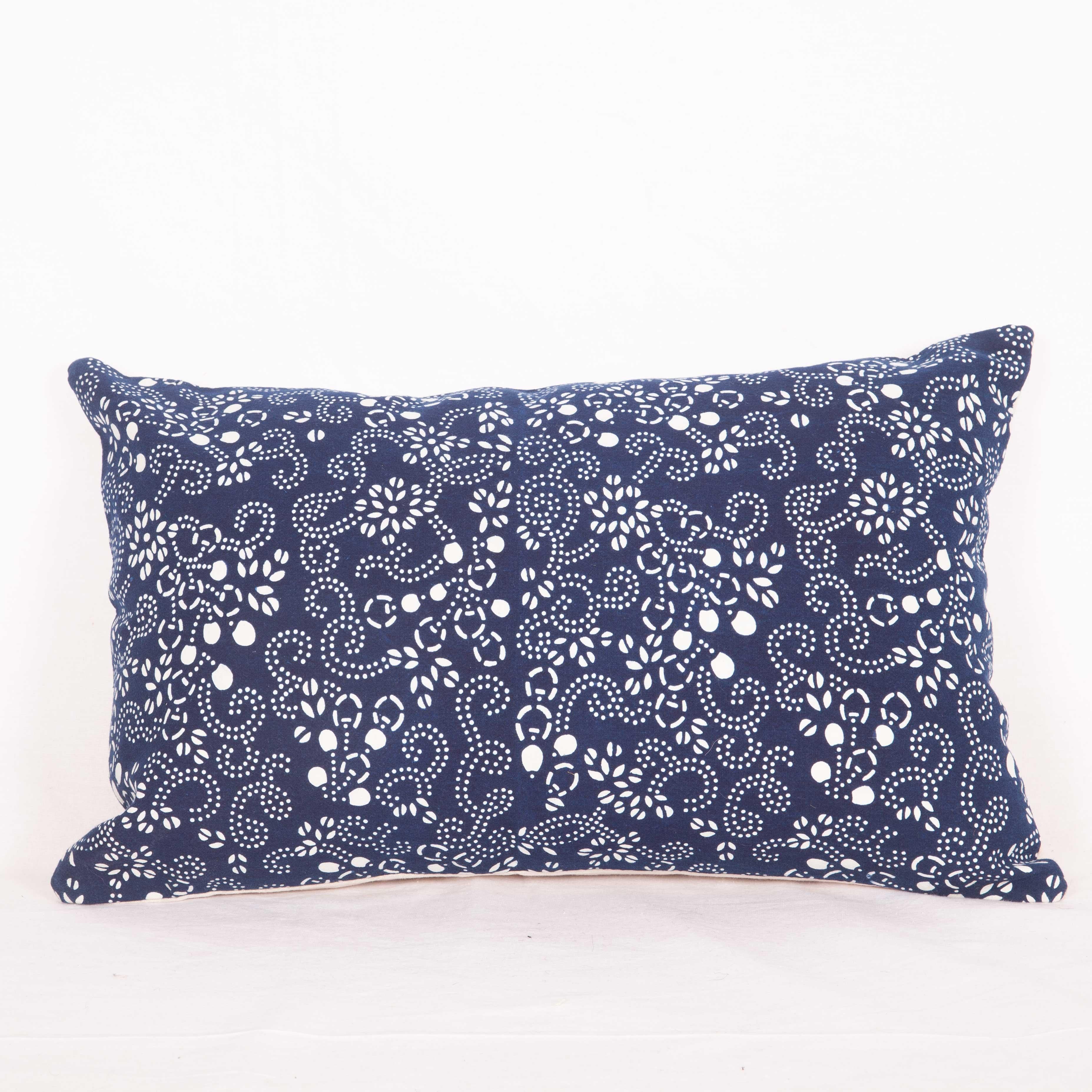 Cotton Contemporary Pillow Cases Made from a Resist Dyed Indigo Miao Fabric For Sale