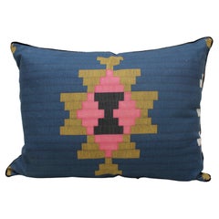 Contemporary Pillow in Linen and Cotton with Abstract Print