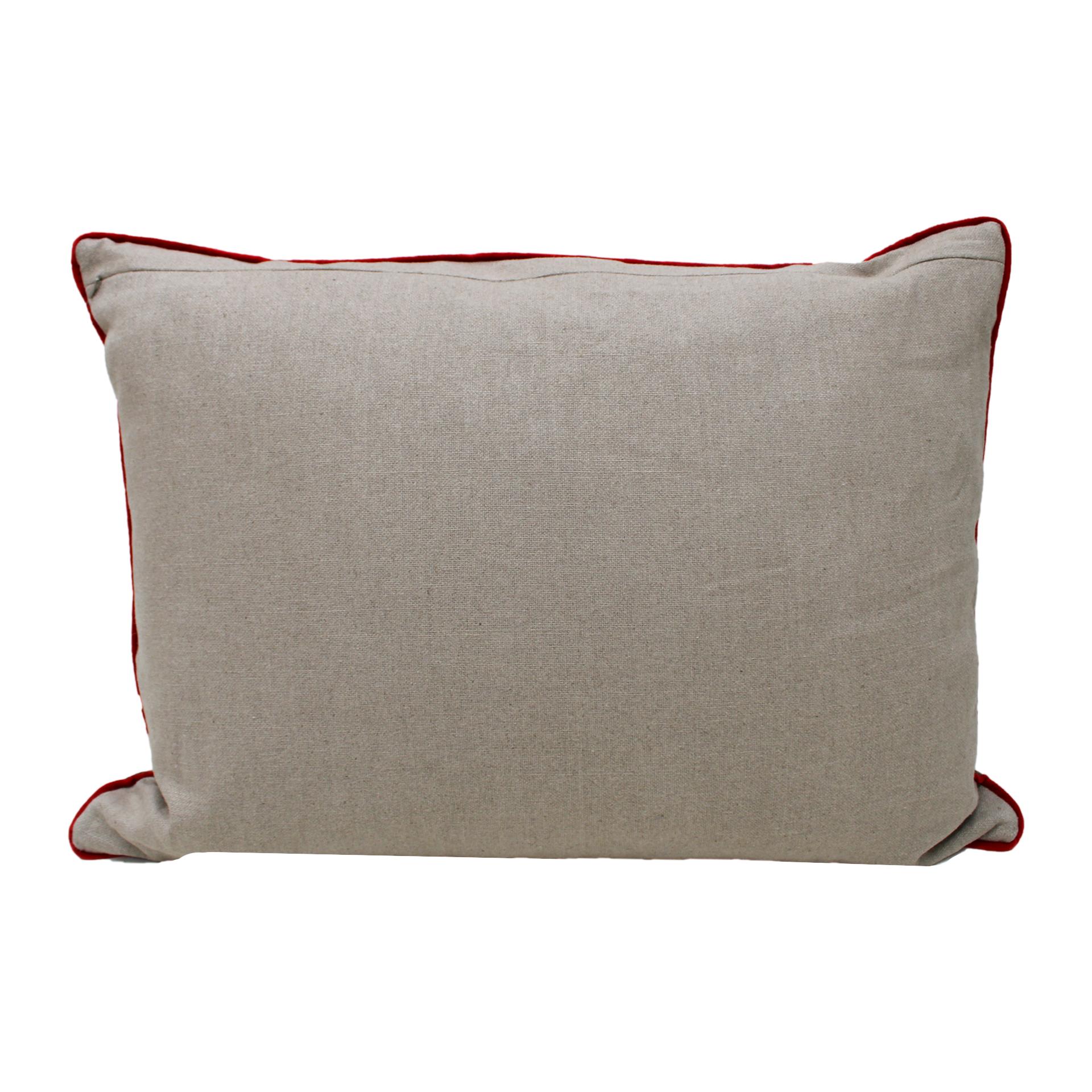 Modern Contemporary Pillow in Linen and Flower Print For Sale