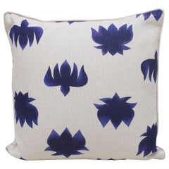 Oreiller contemporain en lin et imprimé floral