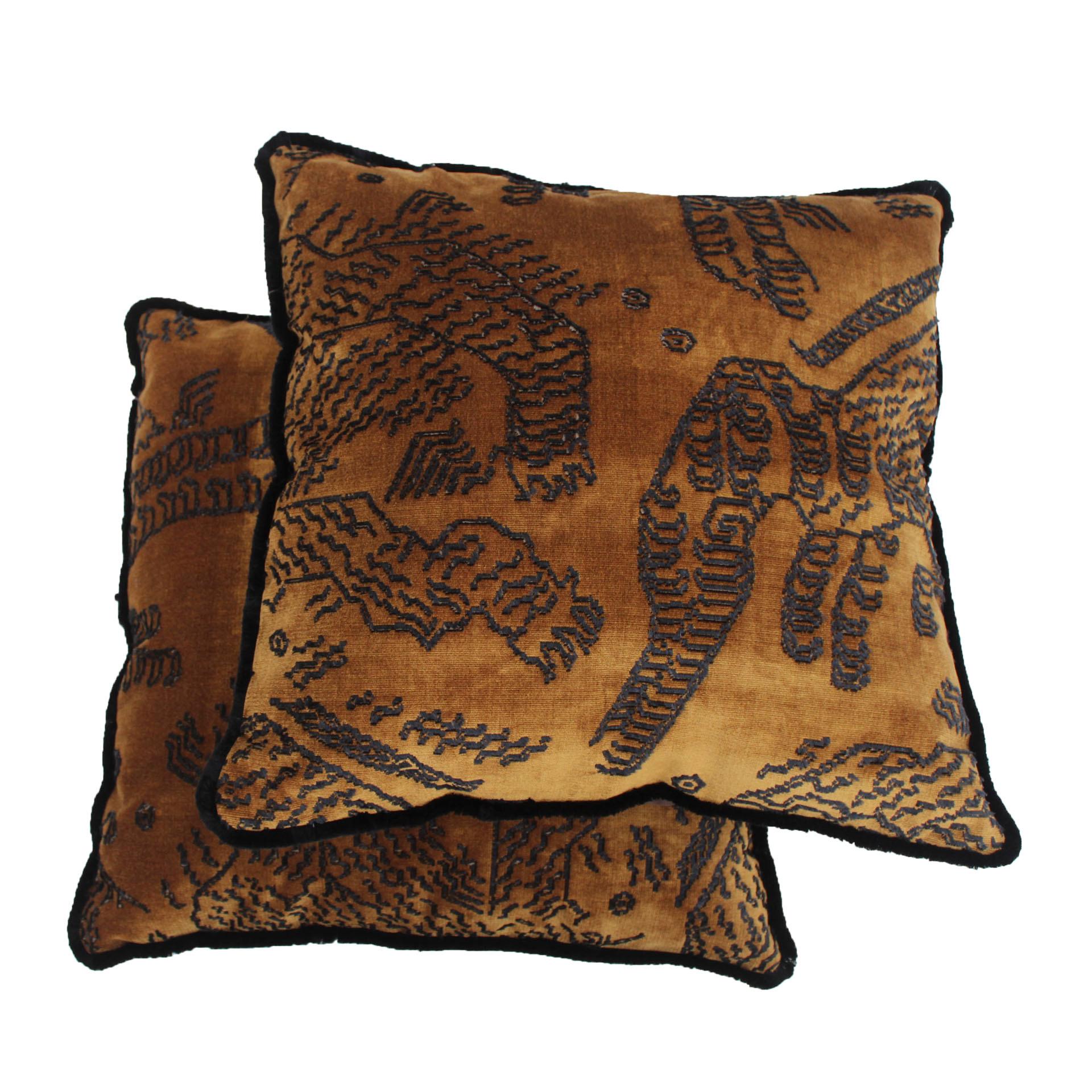 Cushions made of velvet and cotton fabric. Design edited by Dedar, Tiger Mountain. Finished with fringes and zip at the back.

Every item LA Studio offers is checked by our team of 10 craftsmen in our in-house workshop. Special restoration or