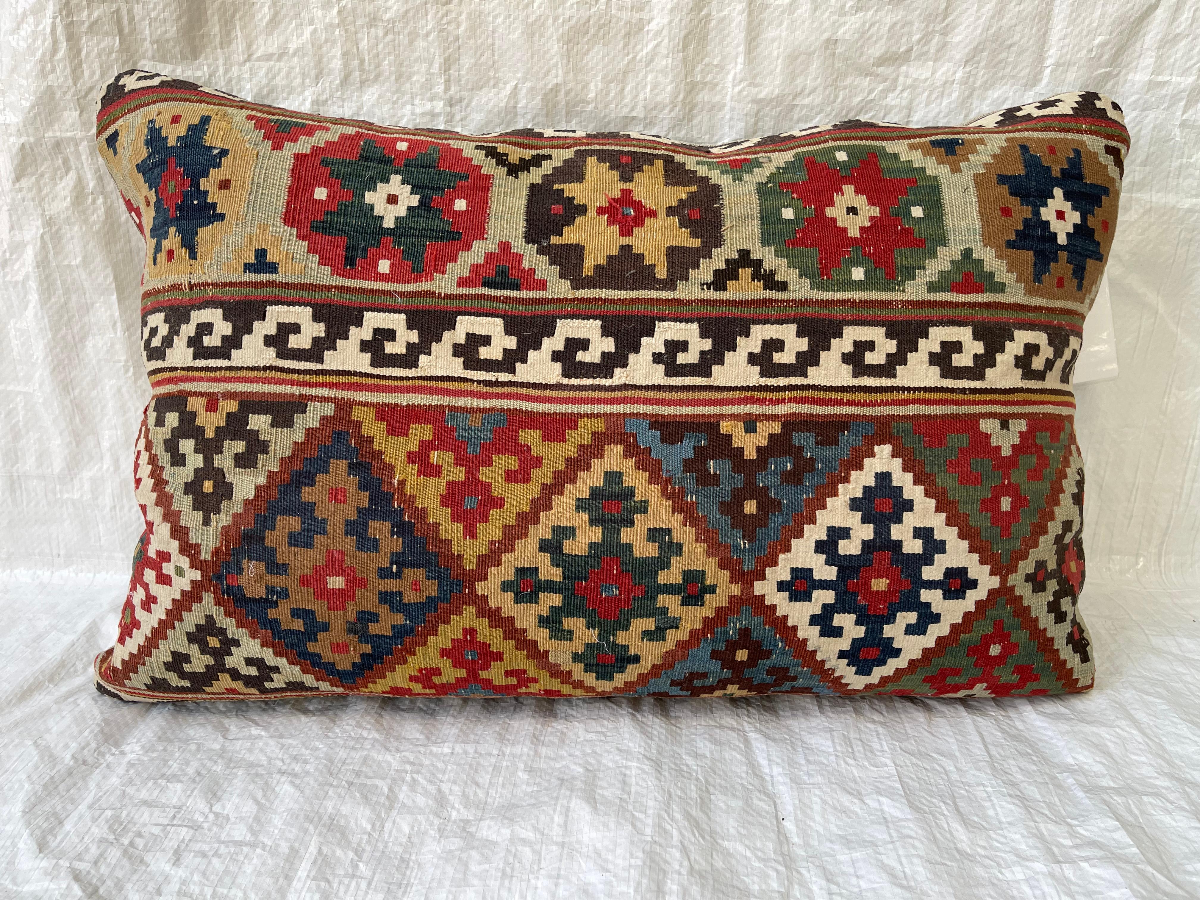 Contemporary Pillow Made from Antique Tribal Ghasghai In Good Condition For Sale In Los Angeles, US