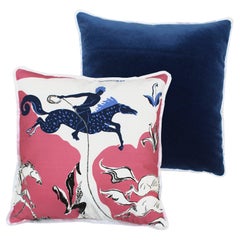 Contemporary Pillow Pair by Vincent Darré in Blue Velvet