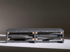 Contemporary Pine Wood Table, Black and White Speckled Effect, by Erik Olovsson