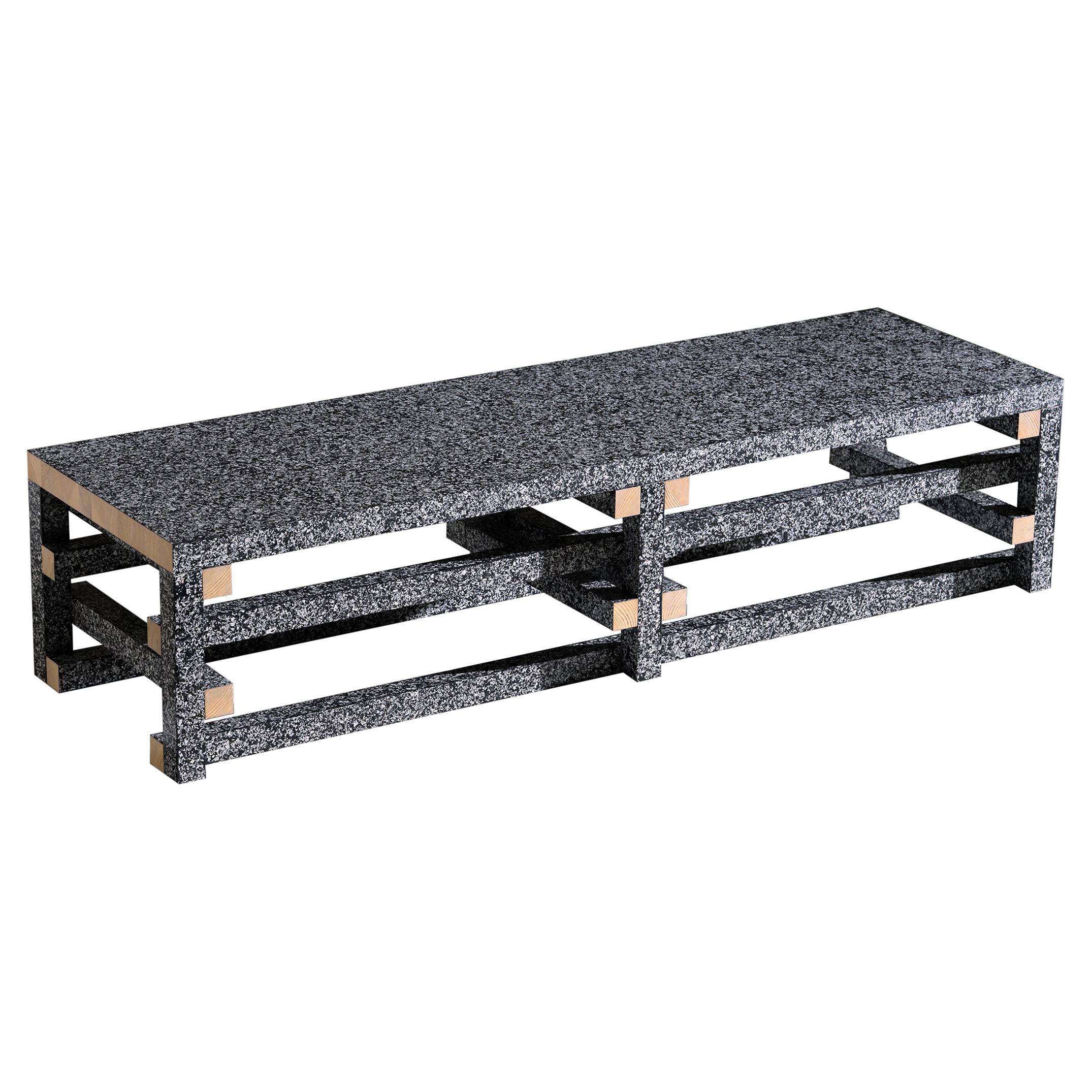 Contemporary Pine Wood Table, Black and White Speckled Effect, by Erik Olovsson