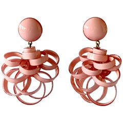 Contemporary Pink Abstract Statement Earrings