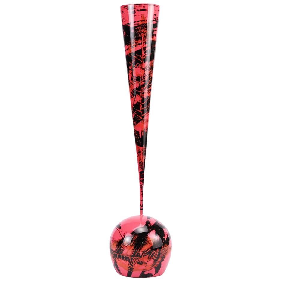 Contemporary Pink and Black Ceramic Lacquered Vessel For Sale
