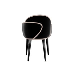 Contemporary Pink and Black Velvet Dining Chair with Black Legs