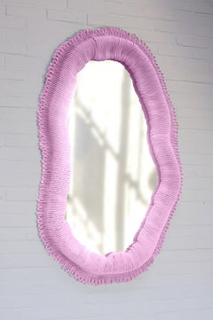 Contemporary Pink Coloured Wall Mirror Cynarina by Sarah Roseman