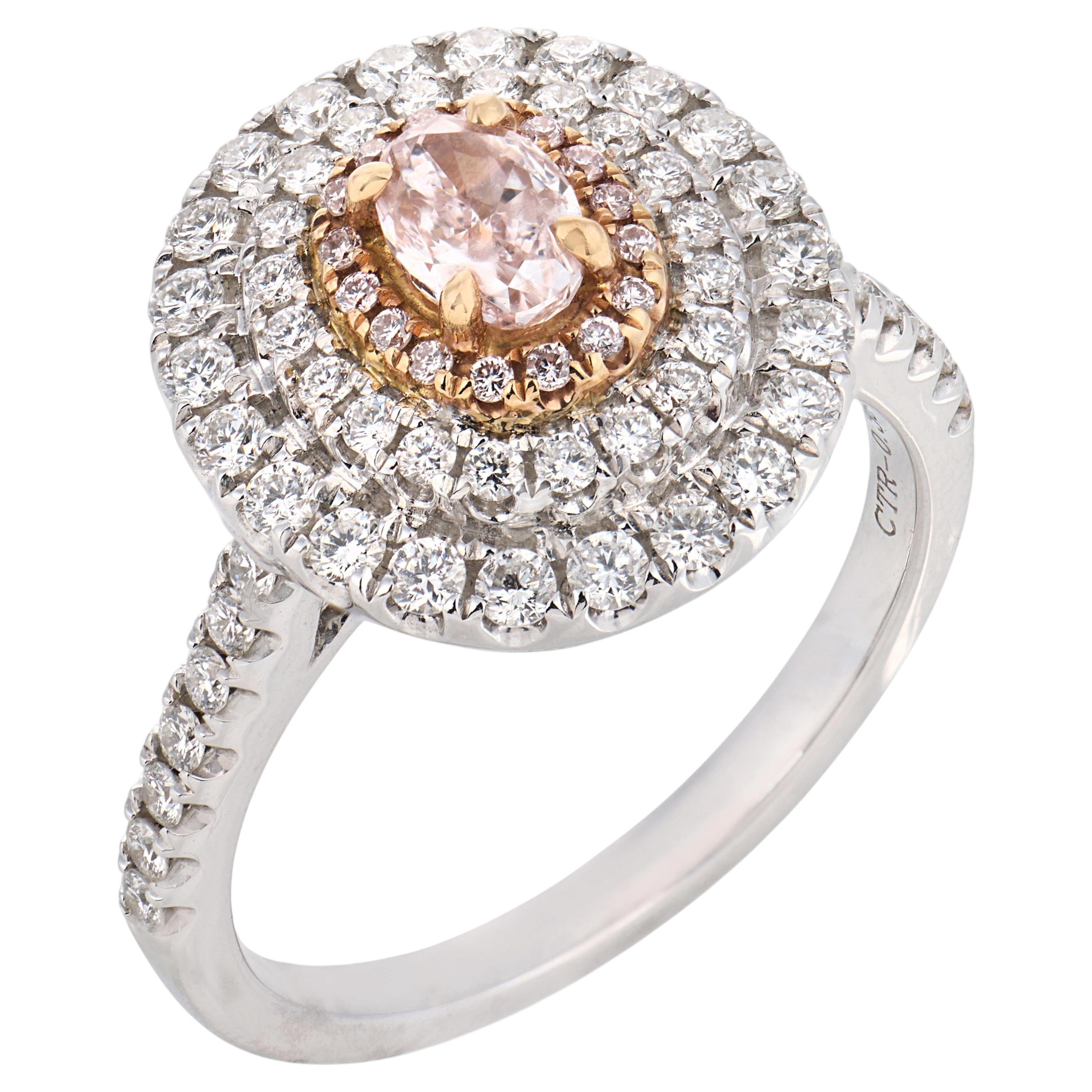 Contemporary pink diamond 18K white and rose gold ring