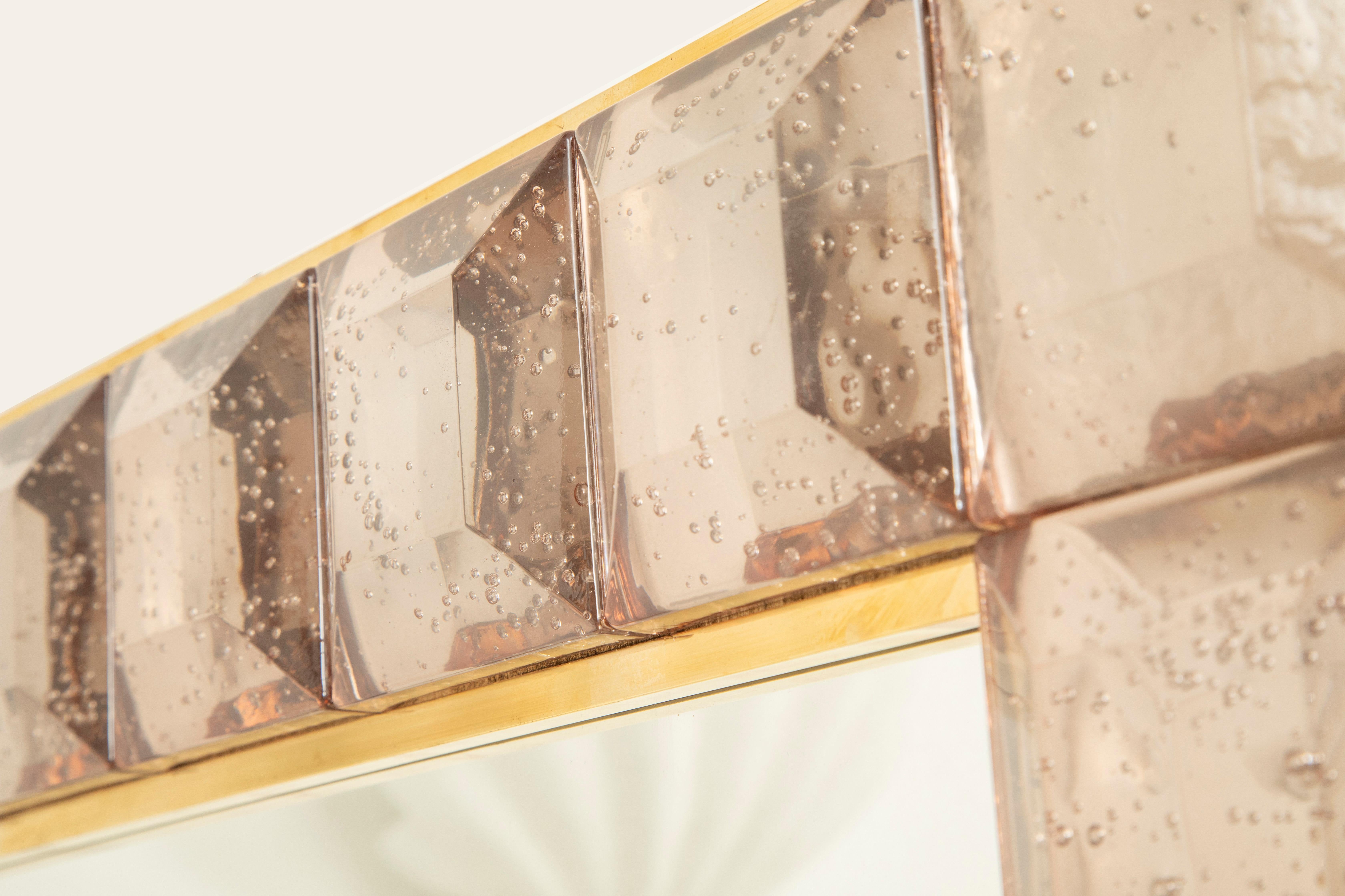 Contemporary Pink Diamond Murano Glass Mirror,  available Now. In New Condition For Sale In Miami, FL