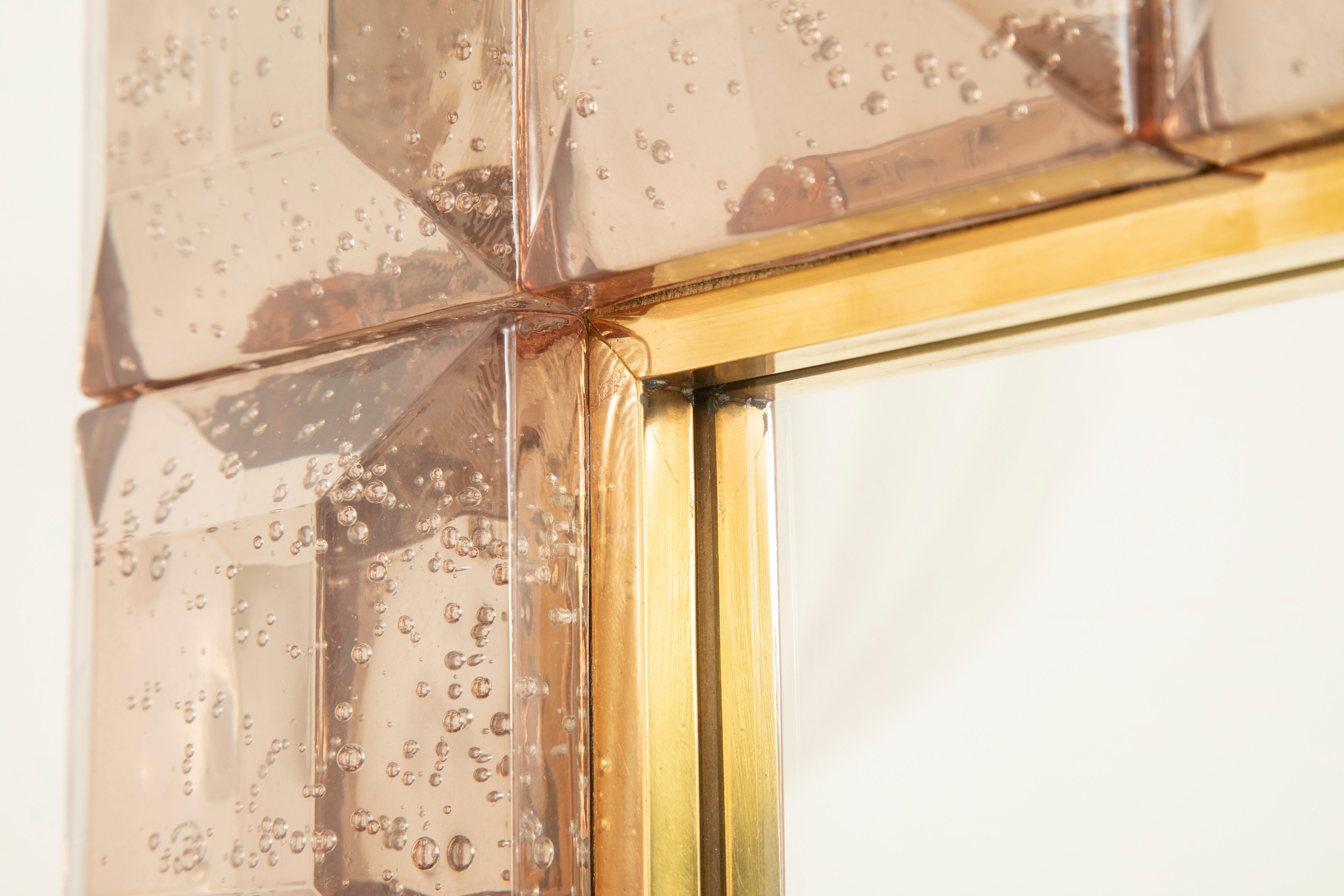 Contemporary Pink Diamond Murano Glass Mirror,  available Now. For Sale 2