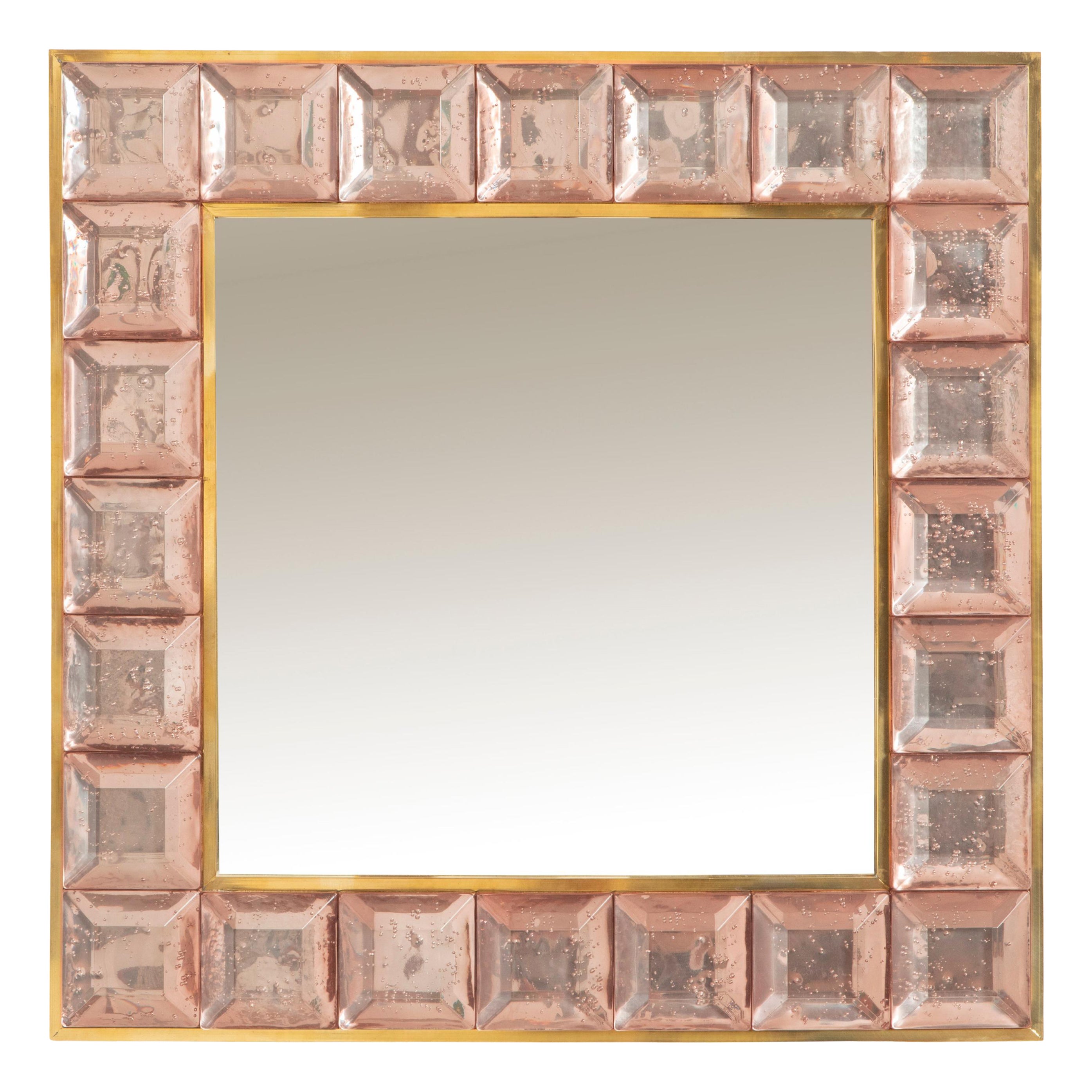 Contemporary Pink Diamond Murano Glass Mirror, available Now.