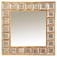Contemporary Pink Diamond Murano Glass Mirror,  available Now.