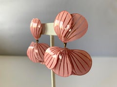 Contemporary Pink Flower Statement Earrings
