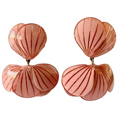 Contemporary Pink Flower Statement Earrings 