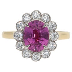 Contemporary Pink Sapphire and Diamond Cluster Ring