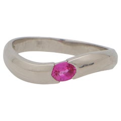 Contemporary Pink Sapphire Curved Wave Band Set in Platinum