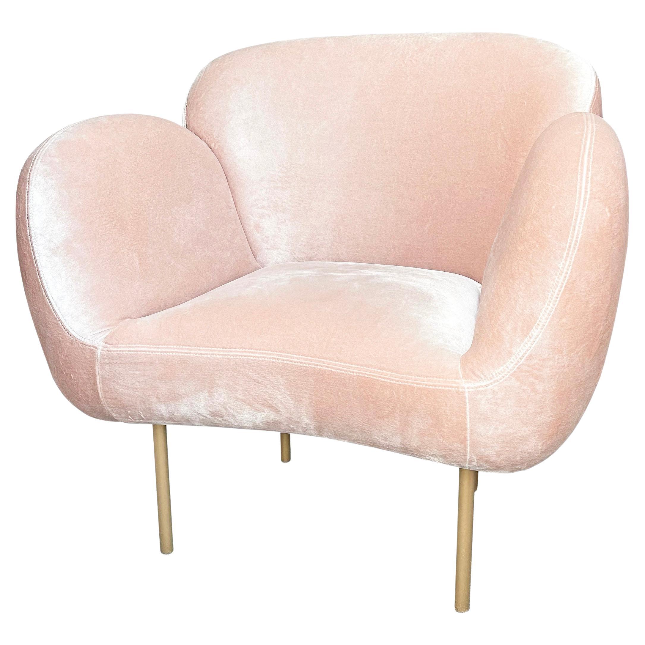 Contemporary Pink Suede Upholstered Armchair, Stardust Armchair by Nika Zupanc