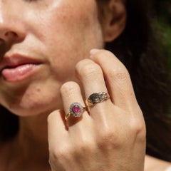 Contemporary Pink Tourmaline Diamond Halo Ring 18 Carat Gold