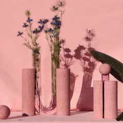 Contemporary pink vase for flowers, Italian minerals artisanal craftsmanship