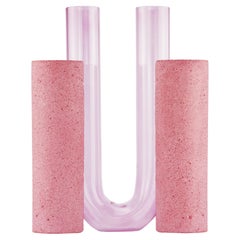 Contemporary pink vase for flowers, Italian minerals artisanal craftsmanship