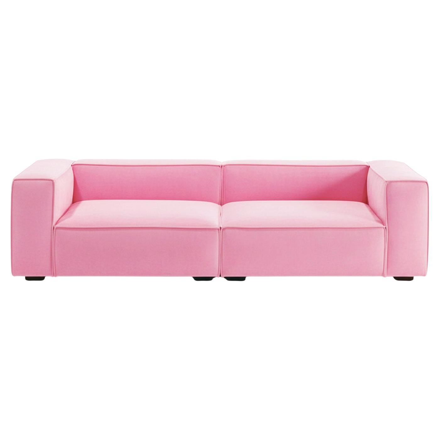 Zeitgenössisches rosa Samtsofa Arraigo
