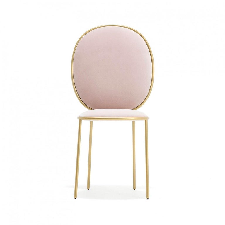 Contemporary Pink Velvet Upholstered Dining Chair, Stay by Nika Zupanc