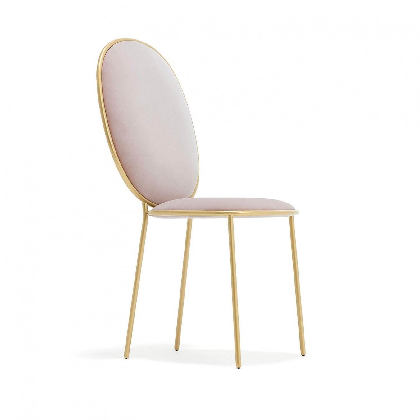 Moderne Chaise de salle à manger contemporaine tapissée en velours rose, Stay par Nika Zupanc en vente