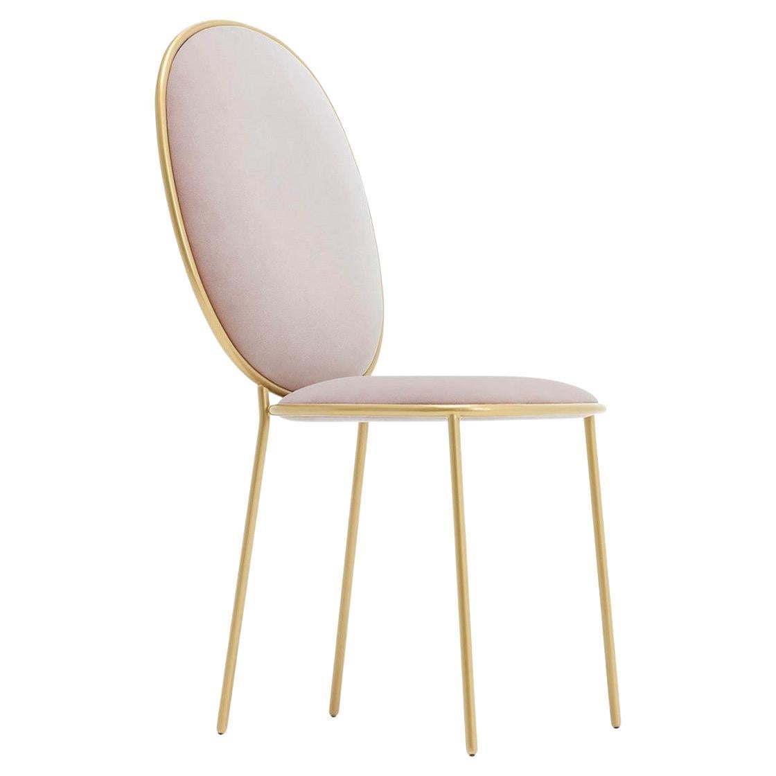 Contemporary Pink Velvet Upholstered Dining Chair, Stay by Nika Zupanc
