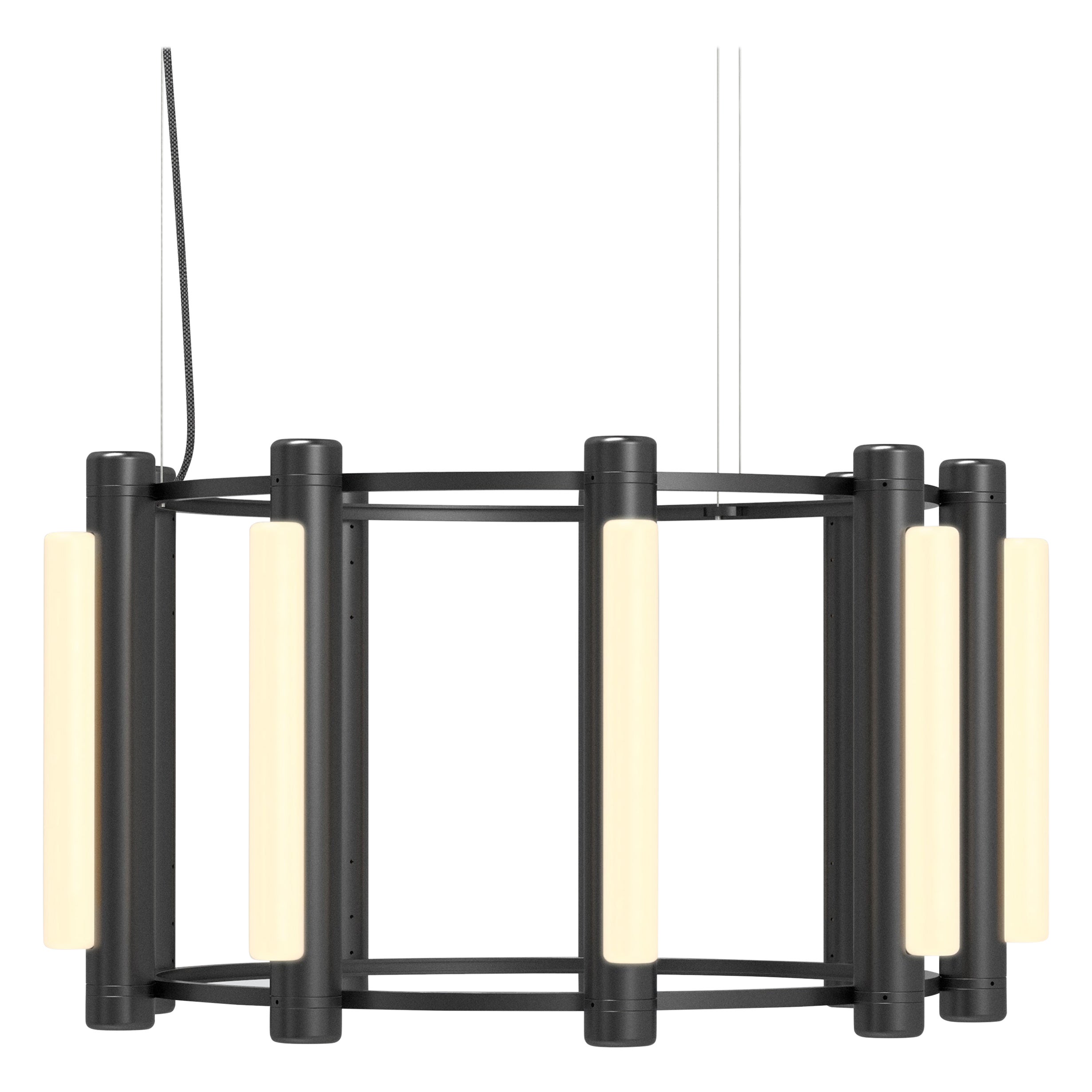 Lampadario contemporaneo 'Pipeline' 2, nero, verticale