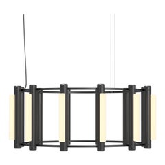 Contemporary 'Pipeline' Chandelier 3, Black, Vertical