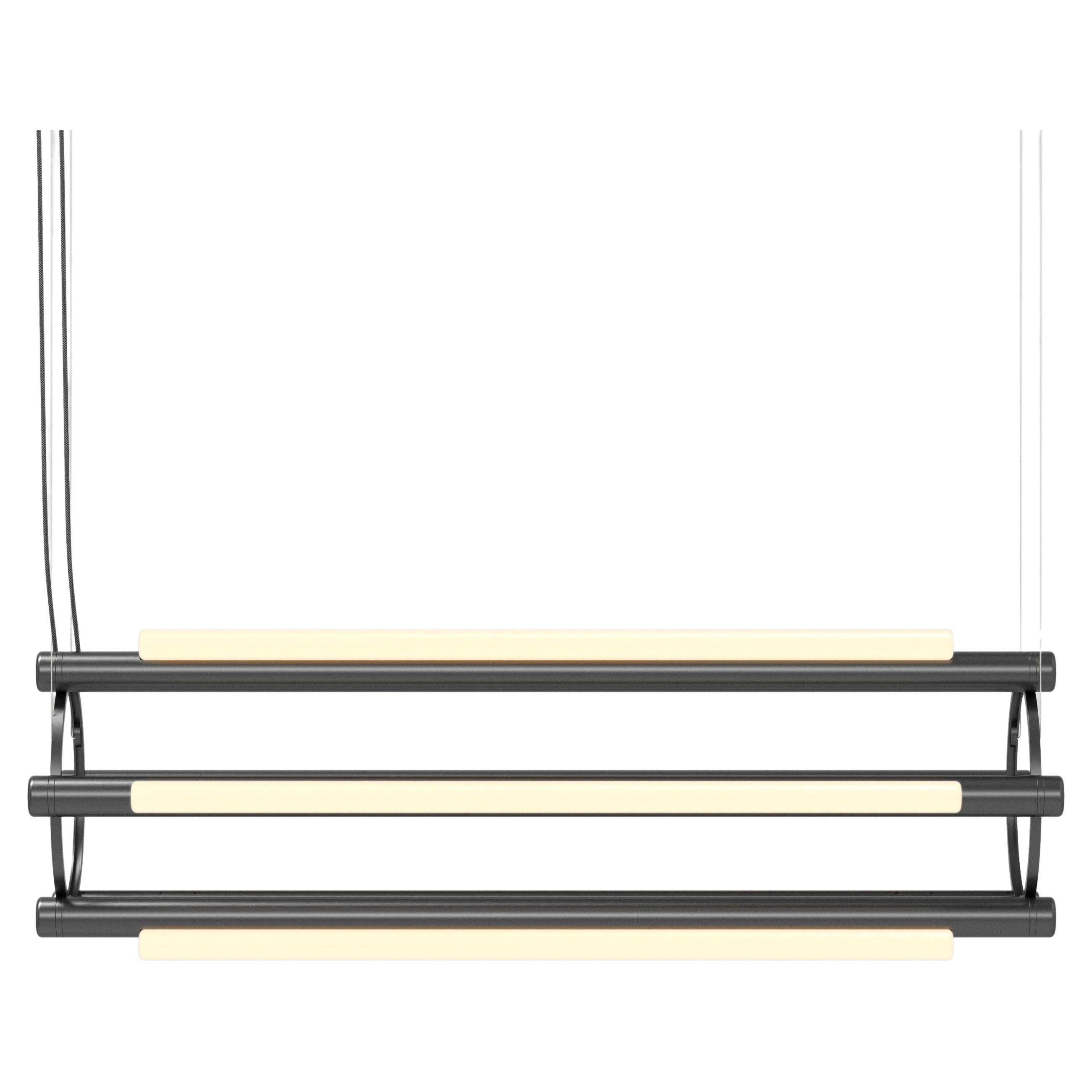 Contemporary 'Pipeline' Chandelier 4, Black, Horizontal For Sale