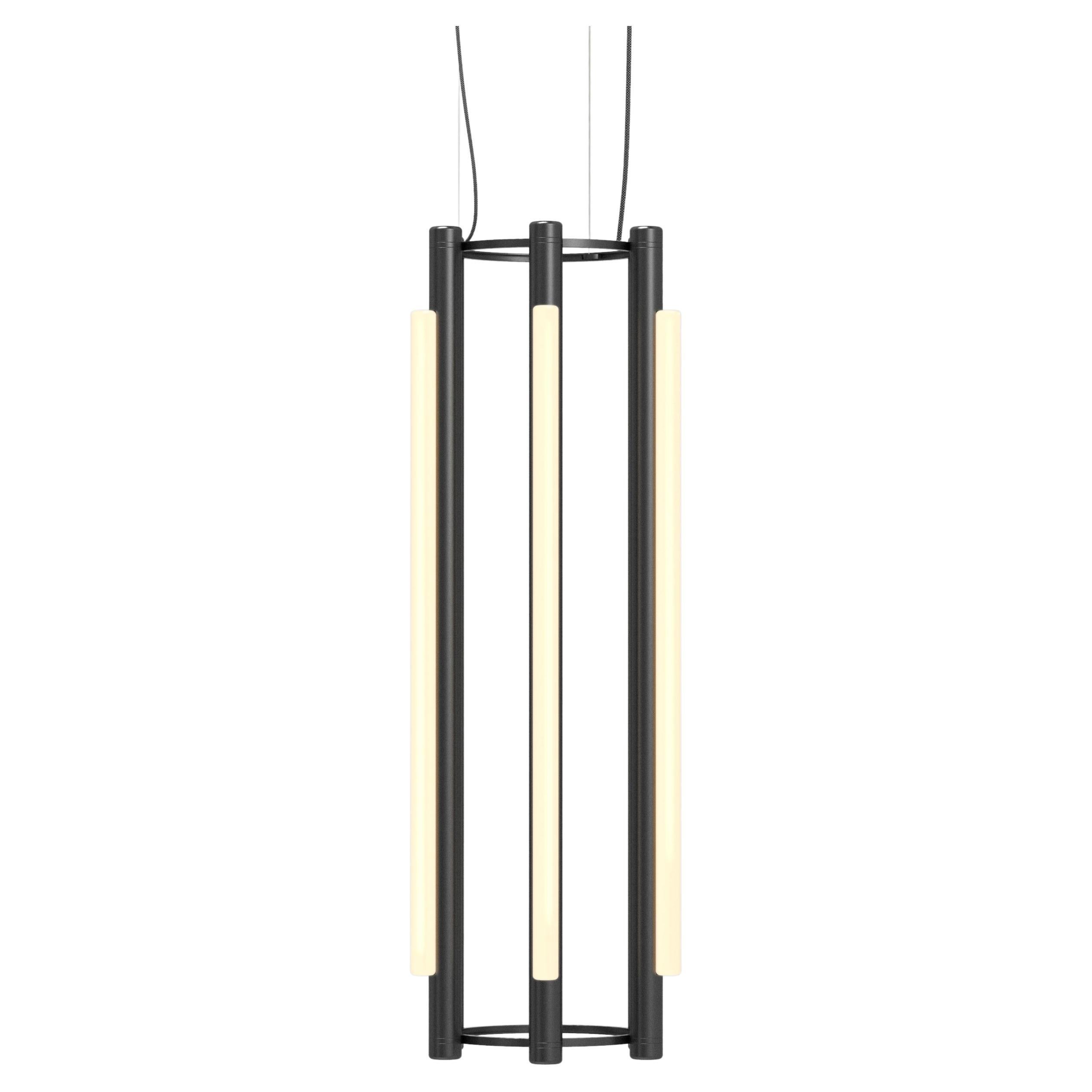 Contemporary 'Pipeline' Chandelier 4, Black, Vertical For Sale